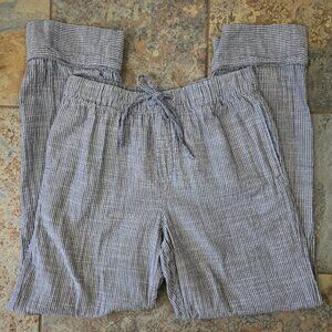 Levi's Size Small 100% Cotton Gray White Vertical Striped Casual Pants Elastic